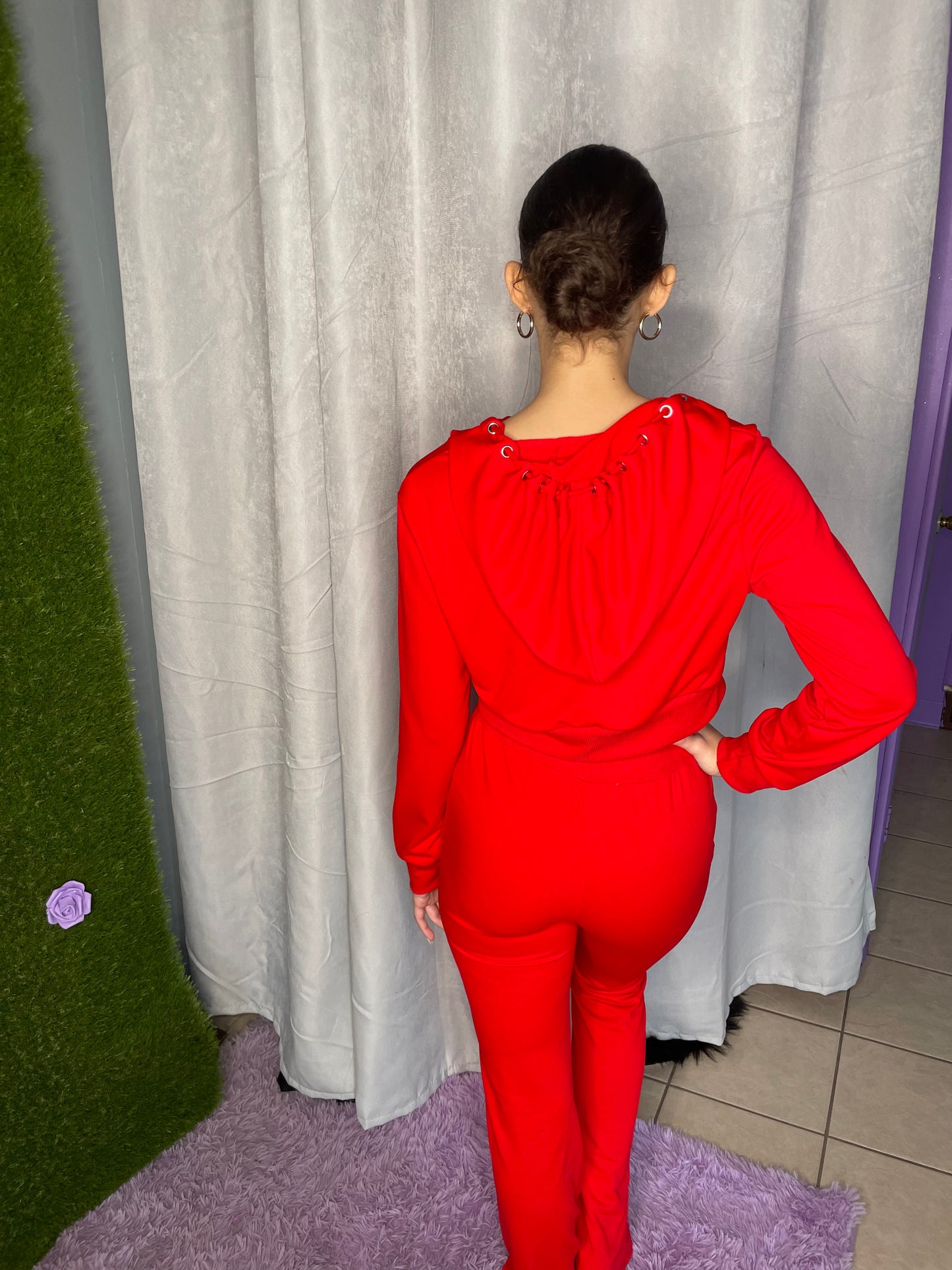 Red Flared sweatsuit