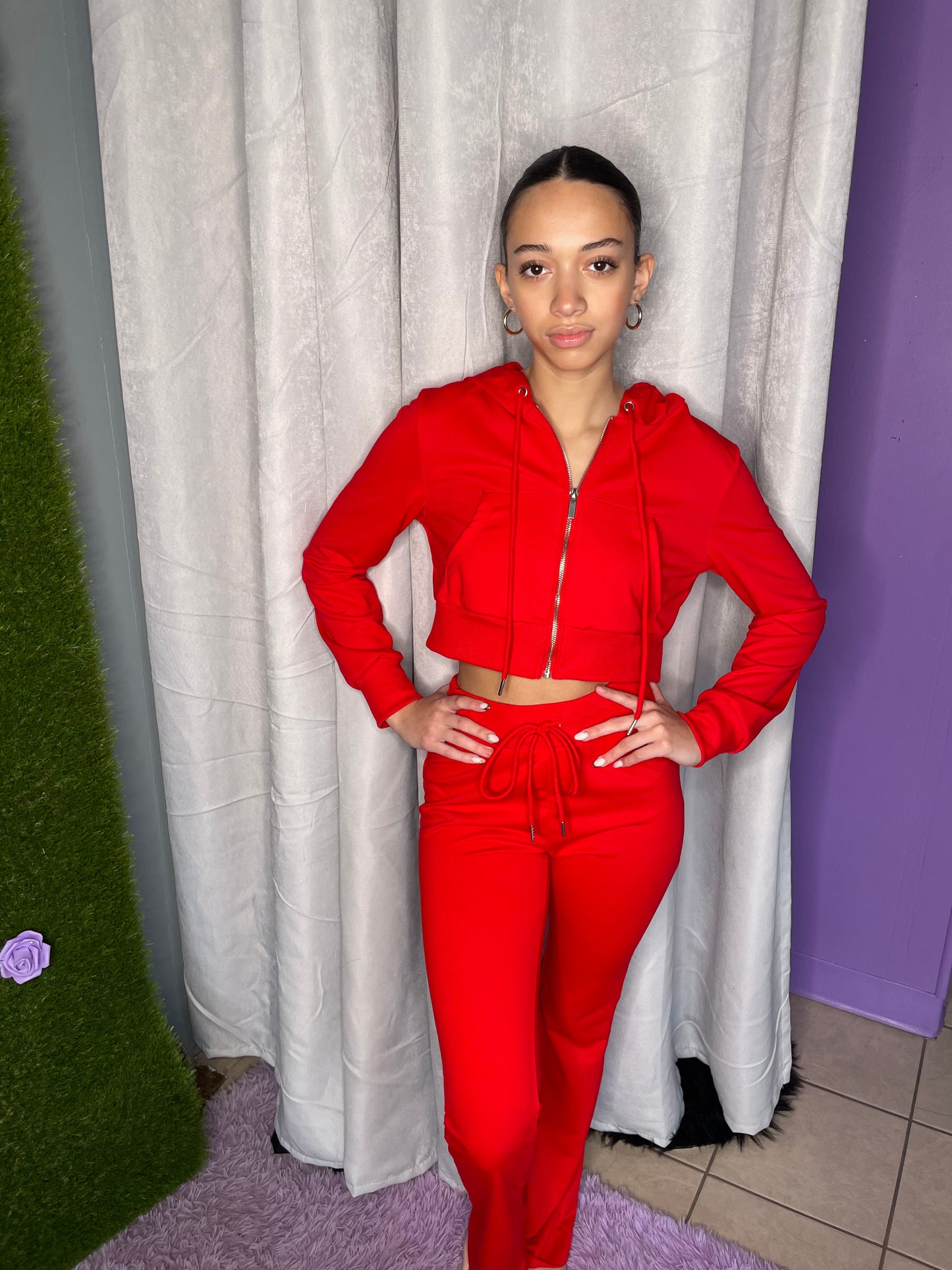 Red Flared sweatsuit