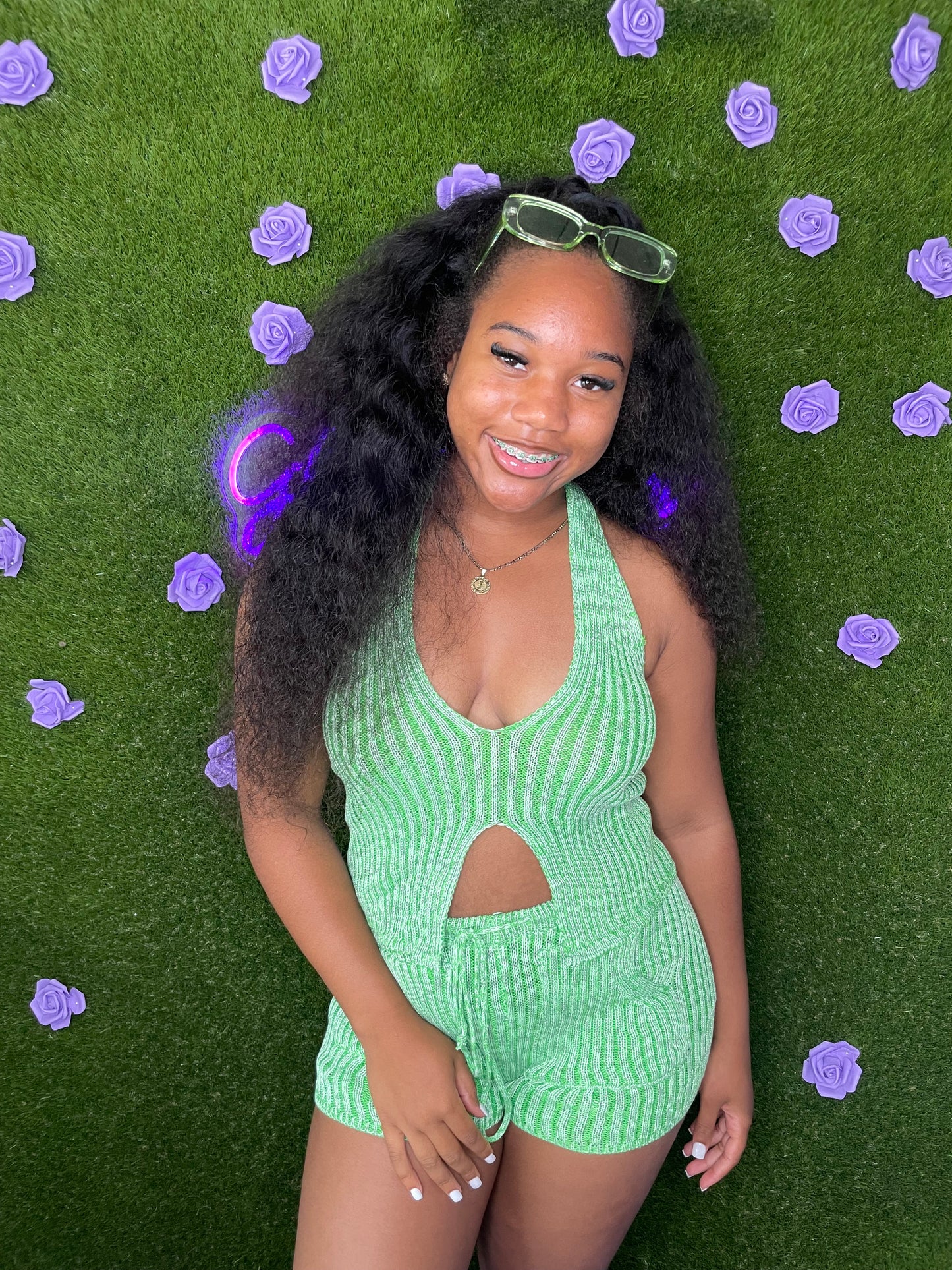 Green apple knitted two piece
