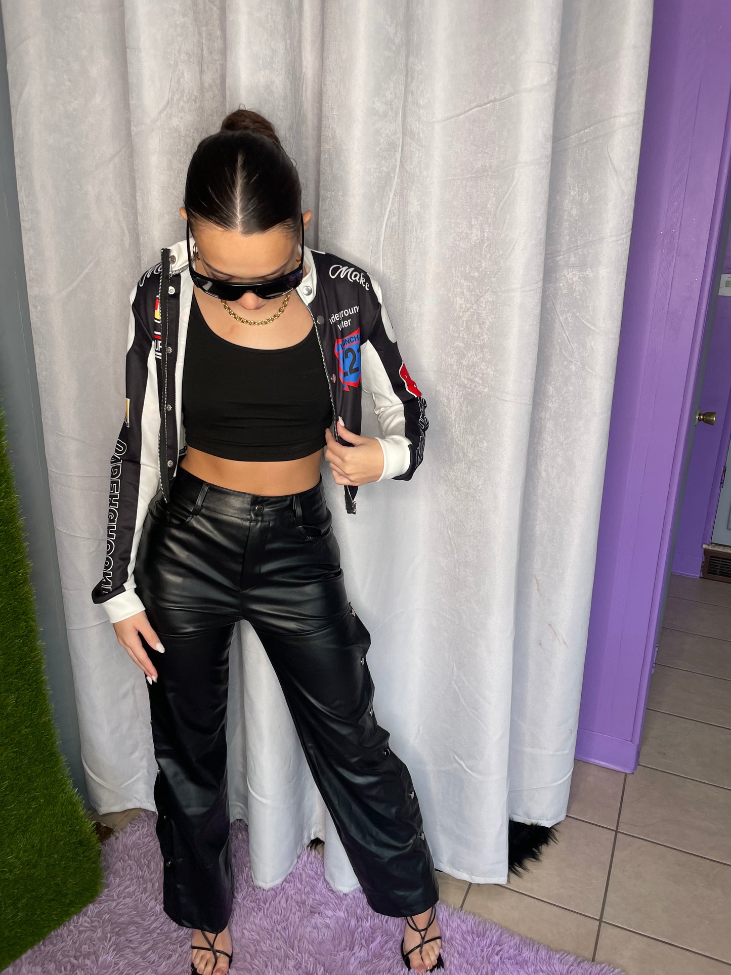 Slit Leather Pants