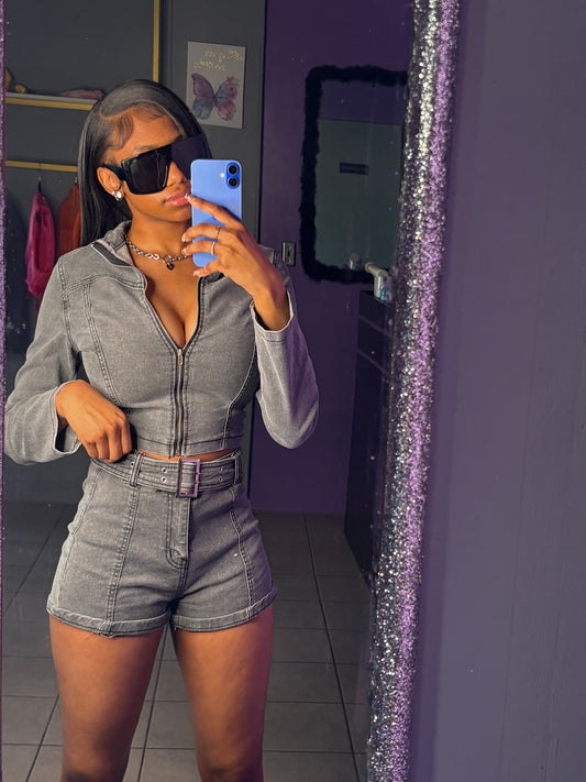 Black Jean Two Piece