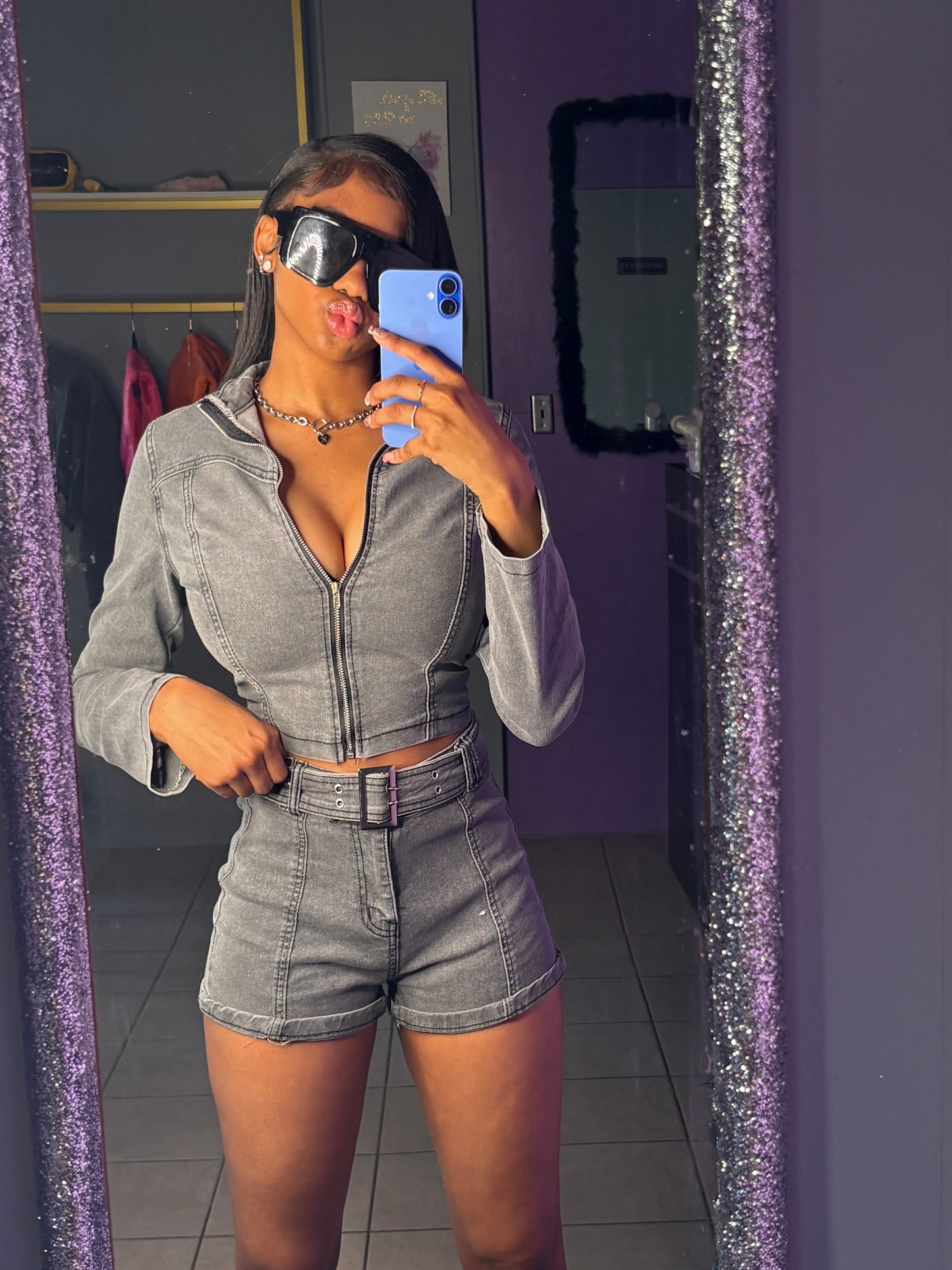 Black Jean Two Piece