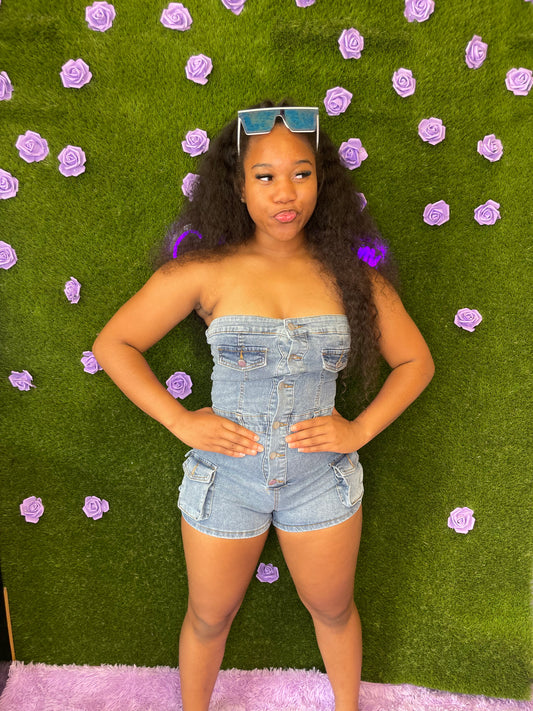 Sleeveless Denim Romper