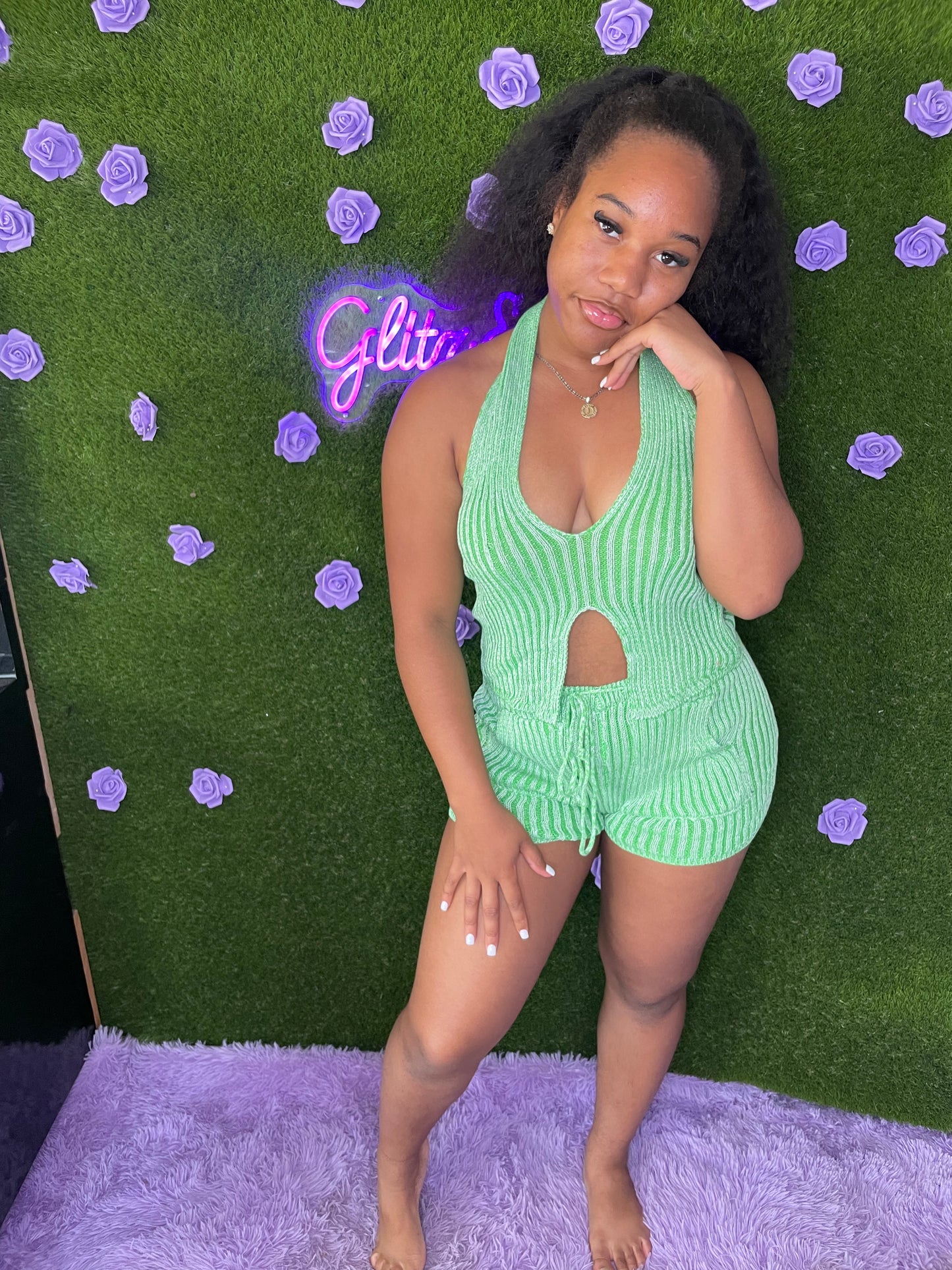 Green apple knitted two piece