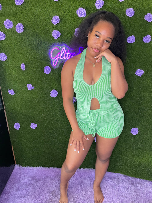 Green apple knitted two piece
