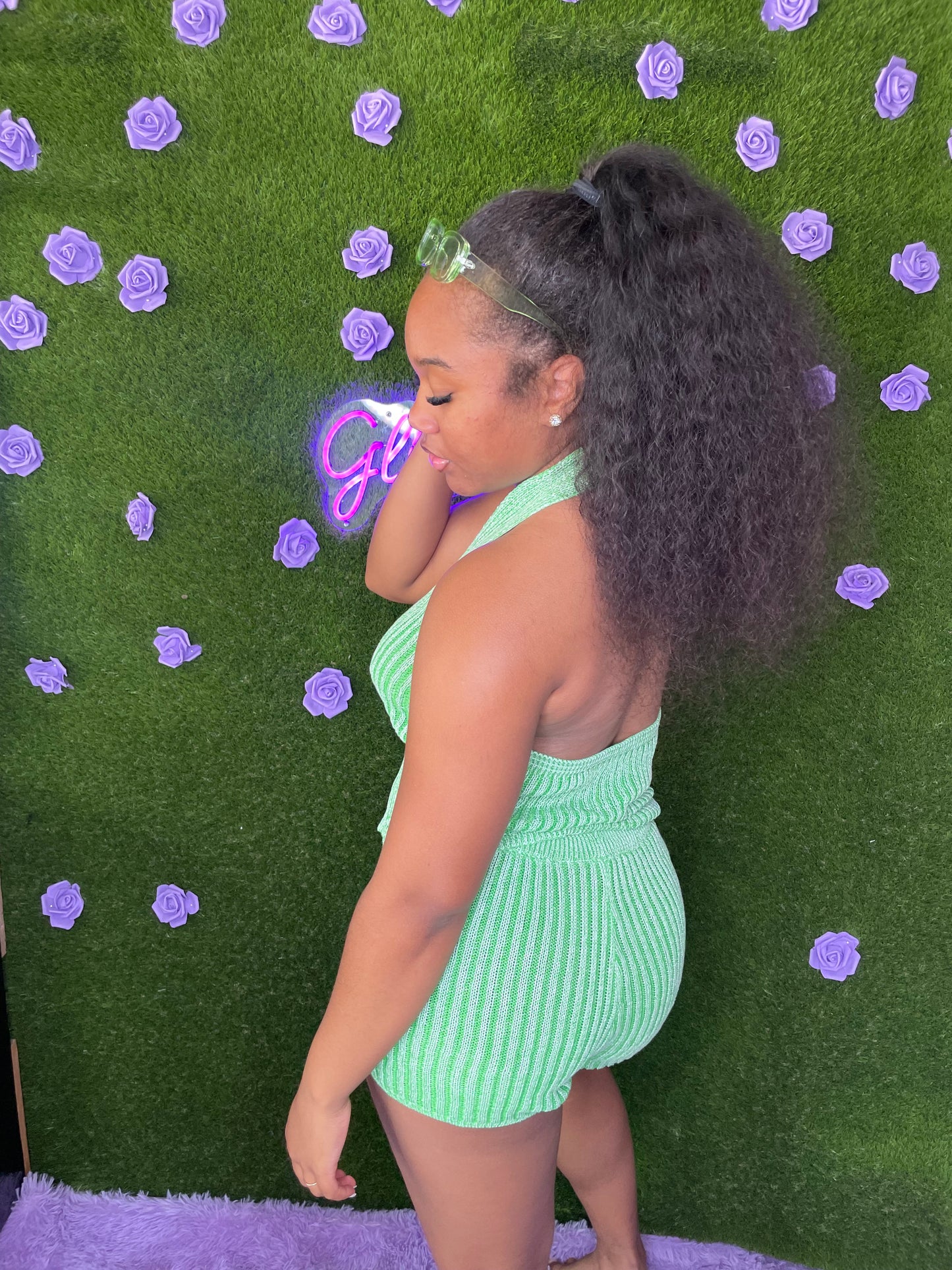 Green apple knitted two piece